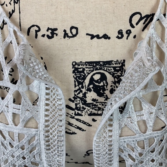 Chico’s Travelers Collection Foiled Open-Weave Jacket - Picture 6 of 7